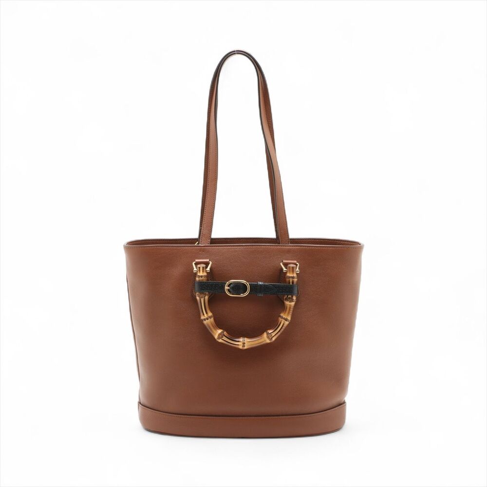 Gucci Brown Diana Leather Handbag Bamboo